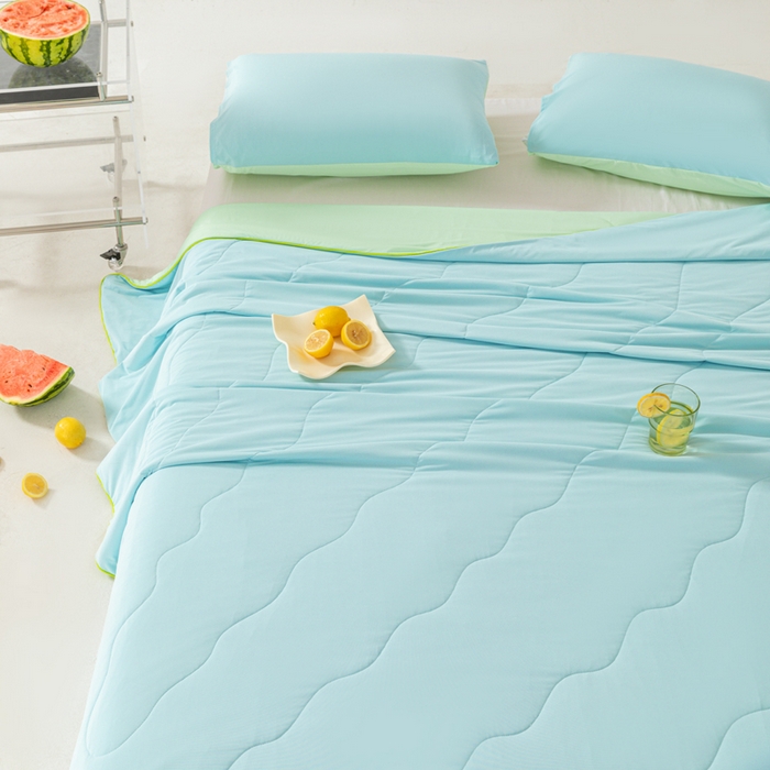 91家纺网 家纺一手货源 找家纺 佳居缘 2024新款西瓜冰柠被空调被夏被 蜜瓜绿