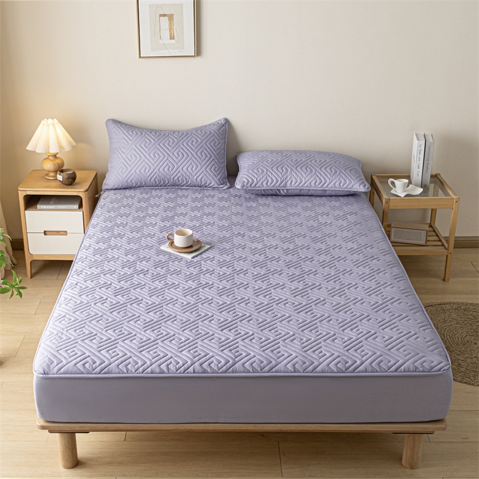 91家纺网 家纺一手货源 找家纺 古吉梦 2024新款水洗棉磨毛夹棉床笠 夹棉床笠-烟熏紫