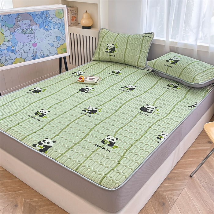 91家纺网 家纺一手货源 找家纺 布卢姆床垫 2025新款5mmA类乳胶凉席床笠套件夏被组合 欢乐熊猫