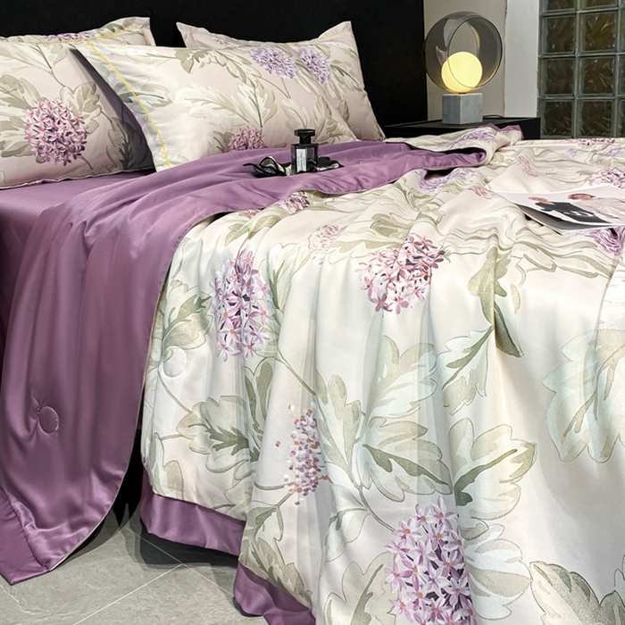 91家纺网 家纺一手货源 找家纺 佳品居 2024新款直播水洗天丝夏被冰丝夏凉被空调被四件套 花团锦簇