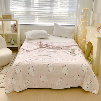 91家纺网 家纺一手货源 找家纺 久典家居 2024新款A类氨纶抗菌印花凉感丝夏被空调被 小象