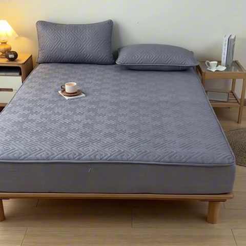 91家纺网 家纺一手货源 找家纺 古吉梦 2024新款水洗棉磨毛夹棉床笠 夹棉床笠-雅致灰