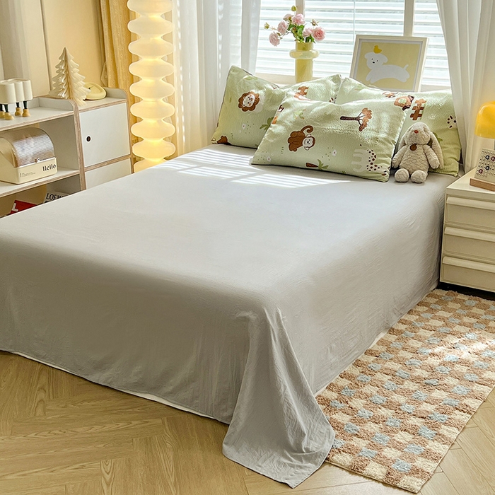 91家纺网 家纺一手货源 找家纺 妖妖家纺 2024新款有氧水洗泡泡棉印花四套泡芙棉四件套 动物园记