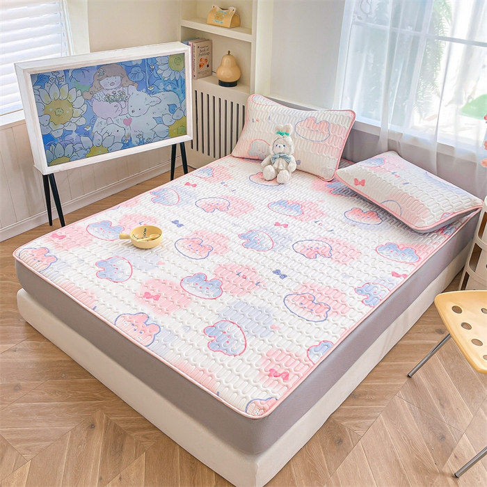 91家纺网 家纺一手货源 找家纺 布卢姆床垫 2025新款5mmA类乳胶凉席床笠套件夏被组合 蝴蝶兔