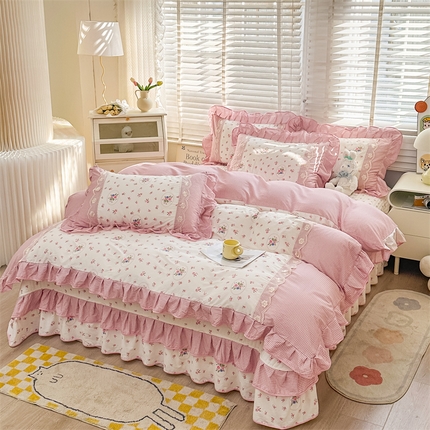 91家纺网 家纺一手货源 找家纺 宜凡家纺 2024新款全棉复古印花床盖四件套 梦入花香