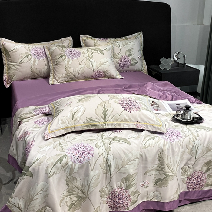 91家纺网 家纺一手货源 找家纺 佳品居 2024新款直播水洗天丝夏被冰丝夏凉被空调被四件套 花团锦簇