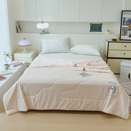 久典家居 2024新款A类抗菌云感华夫格凉感针织夏凉被空调被 胭脂粉