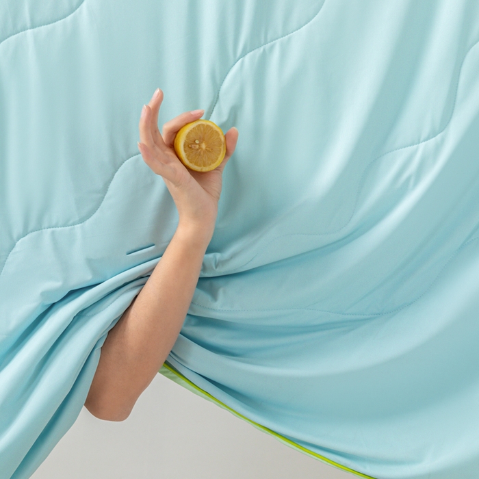 91家纺网 家纺一手货源 找家纺 佳居缘 2024新款西瓜冰柠被空调被夏被 蜜瓜绿