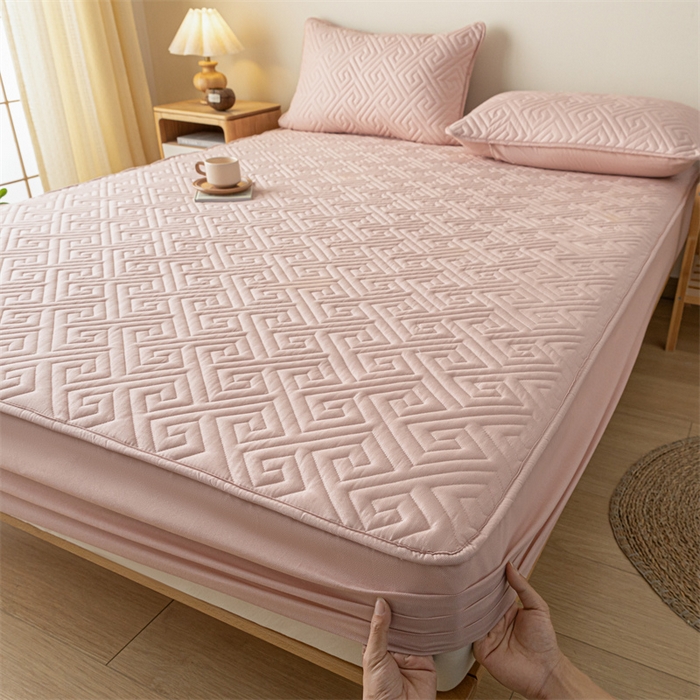 91家纺网 家纺一手货源 找家纺 古吉梦 2024新款水洗棉磨毛夹棉床笠 夹棉床笠-豆沙