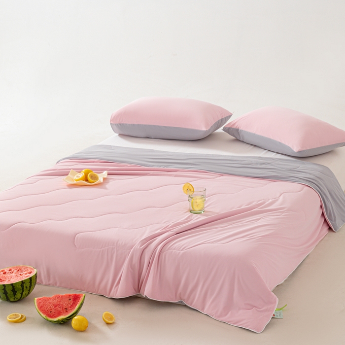 91家纺网 家纺一手货源 找家纺 佳居缘 2024新款西瓜冰柠被空调被夏被 蜜桃粉