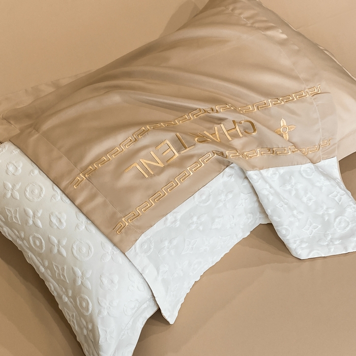 91家纺网 家纺一手货源 找家纺 梦之岛 2024新款A类浮雕立体水洗真丝天丝四件套 浮雕路易斯-香槟