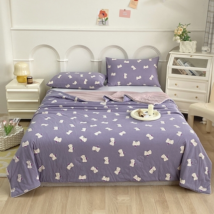 91家纺网 家纺一手货源 找家纺 有货 2024新款全棉针织印花夏被被子被芯大豆被 夏被-晚安小象