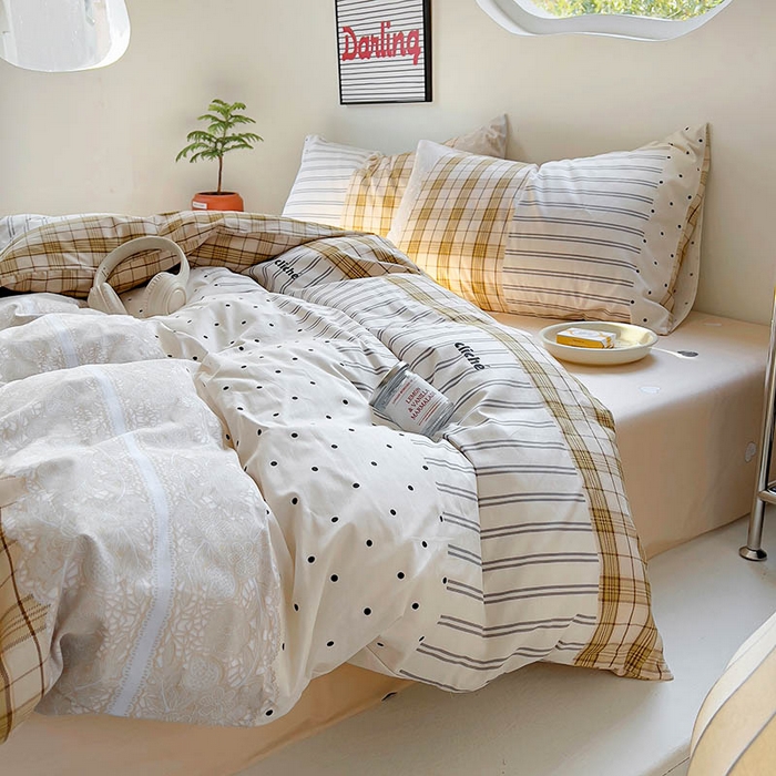 91家纺网 家纺一手货源 找家纺 田野 2024新款13372全棉INS印花四件套 森屿