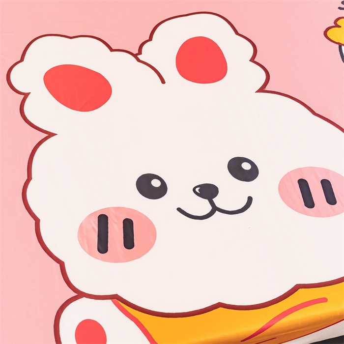 91家纺网 家纺一手货源 找家纺 梦舒羽 2025新款可水洗大版冰丝床单卡通床笠四件套 小兔叽-大版冰丝被套