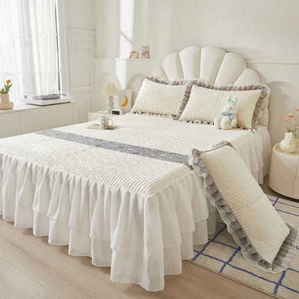 宜凡家纺 2024新款0.6乳胶床裙凉席 潮牌 瓷白