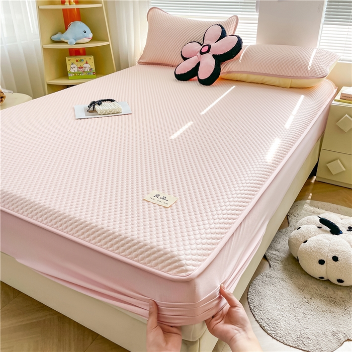 91家纺网 家纺一手货源 找家纺 喜居 2024新款良品豆豆席床笠款凉豆豆席子冰豆豆凉席软凉席 香妃粉