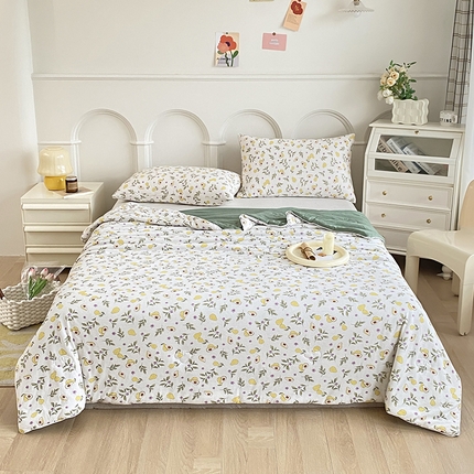 91家纺网 家纺一手货源 找家纺 有货 2024新款全棉针织印花夏被被子被芯大豆被 夏被-小香梨