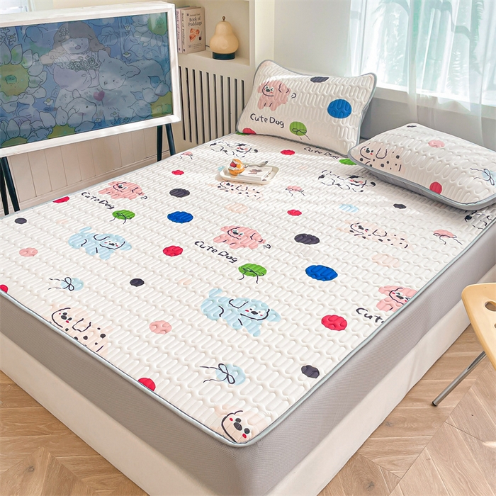 91家纺网 家纺一手货源 找家纺 布卢姆床垫 2025新款5mmA类乳胶凉席床笠套件夏被组合 cute小狗
