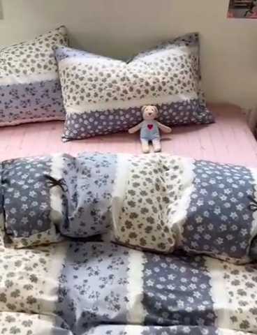 91家纺网 家纺一手货源 找家纺 田野 2024新款13372全棉INS印花四件套 芬芳-蓝