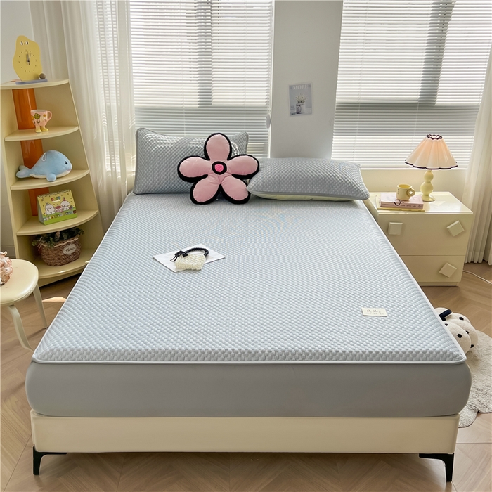 91家纺网 家纺一手货源 找家纺 喜居 2024新款良品豆豆席床笠款凉豆豆席子冰豆豆凉席软凉席 夏夜蓝