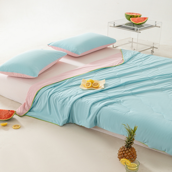 91家纺网 家纺一手货源 找家纺 佳居缘 2024新款西瓜冰柠被空调被夏被 西瓜粉