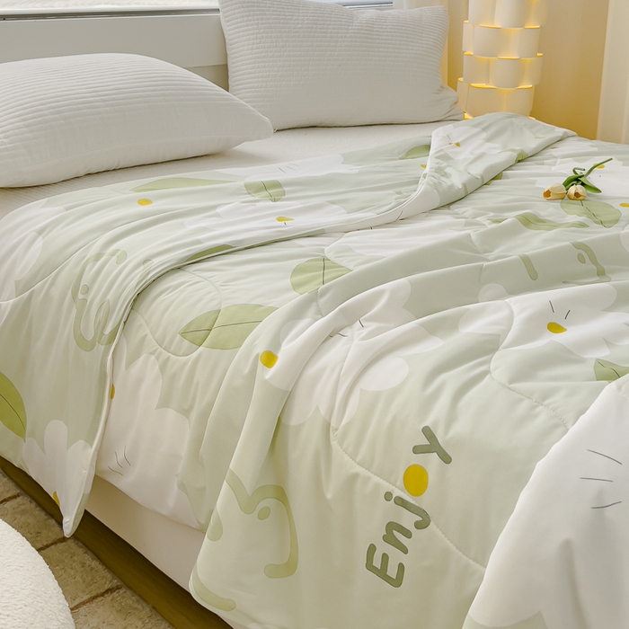 91家纺网 家纺一手货源 找家纺 久典家居 2024新款A类氨纶抗菌印花凉感丝夏被空调被 太阳花