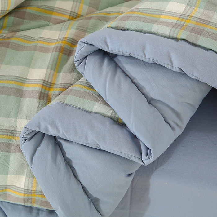 91家纺网 家纺一手货源 找家纺 花言狐语 2025新款A类全棉水洗棉夏被四件套 莫妮绿-单夏被