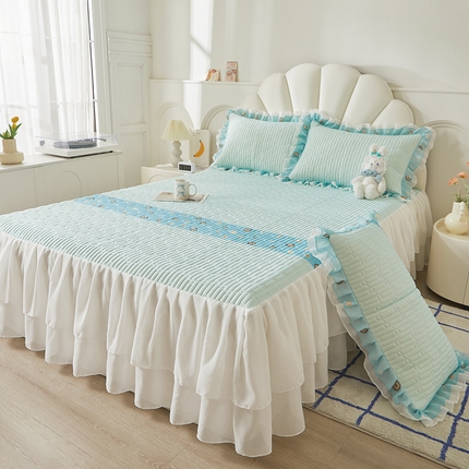 宜凡家纺 2024新款0.6乳胶床裙凉席 潮牌 天蓝