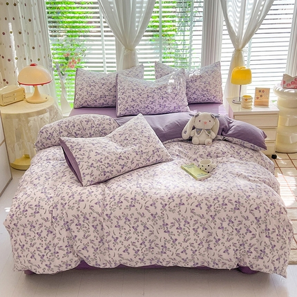 91家纺网 家纺一手货源 找家纺 （总）妖妖家纺 2024新款有氧水洗泡泡棉印花四套泡芙棉四件套