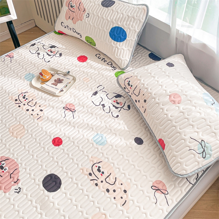 91家纺网 家纺一手货源 找家纺 布卢姆床垫 2025新款5mmA类乳胶凉席床笠套件夏被组合 cute小狗