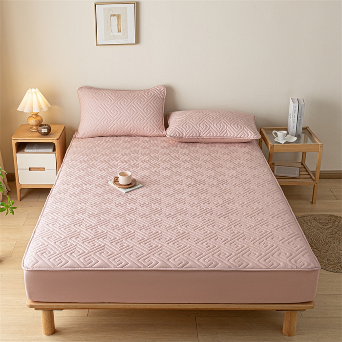 91家纺网 家纺一手货源 找家纺 古吉梦 2024新款水洗棉磨毛夹棉床笠 夹棉床笠-豆沙