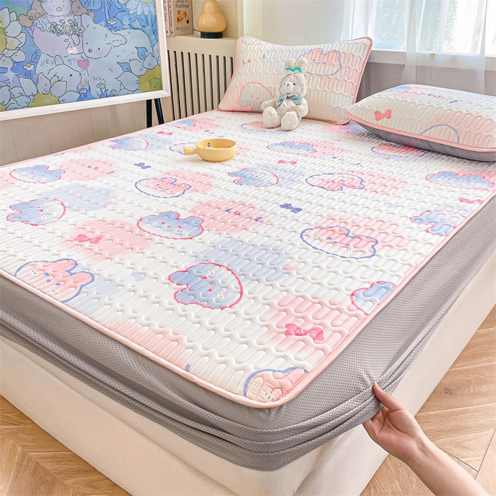 91家纺网 家纺一手货源 找家纺 布卢姆床垫 2025新款5mmA类乳胶凉席床笠套件夏被组合 蝴蝶兔