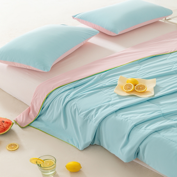 91家纺网 家纺一手货源 找家纺 佳居缘 2024新款西瓜冰柠被空调被夏被 西瓜粉