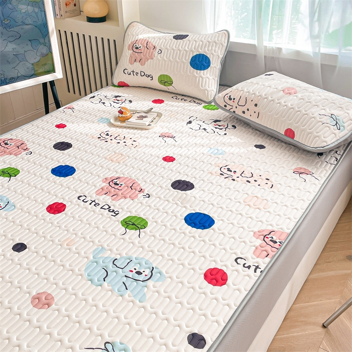 91家纺网 家纺一手货源 找家纺 布卢姆床垫 2025新款5mmA类乳胶凉席床笠套件夏被组合 cute小狗