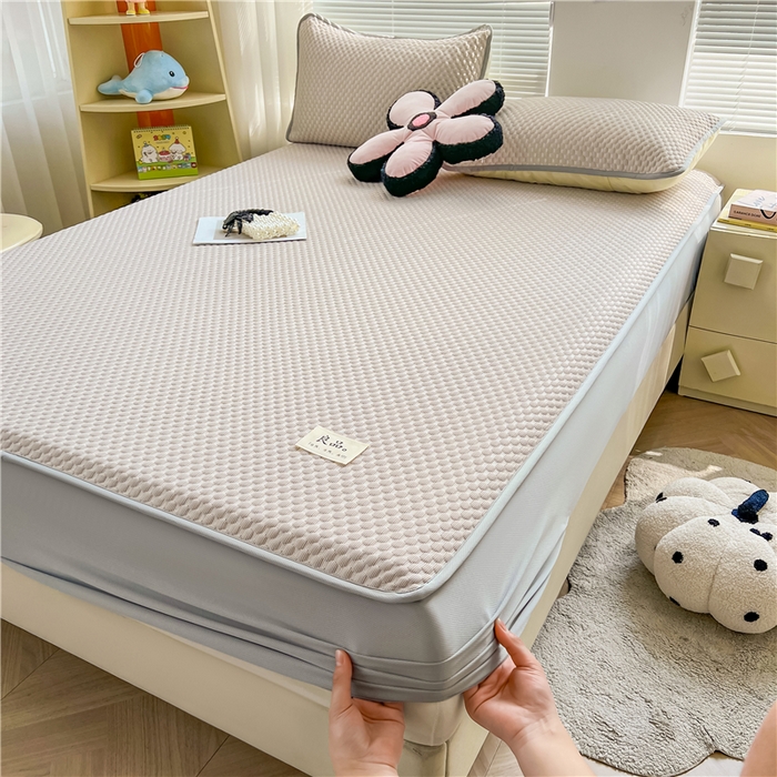 91家纺网 家纺一手货源 找家纺 喜居 2024新款良品豆豆席床笠款凉豆豆席子冰豆豆凉席软凉席 奶昔咖