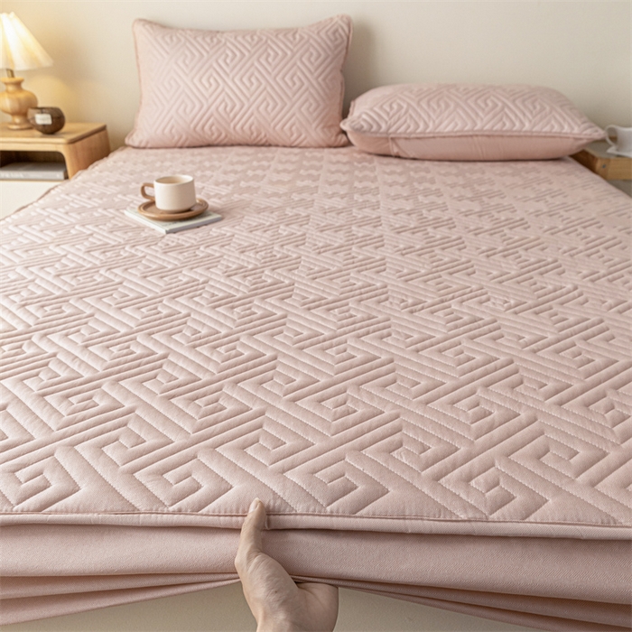 91家纺网 家纺一手货源 找家纺 古吉梦 2024新款水洗棉磨毛夹棉床笠 夹棉床笠-豆沙