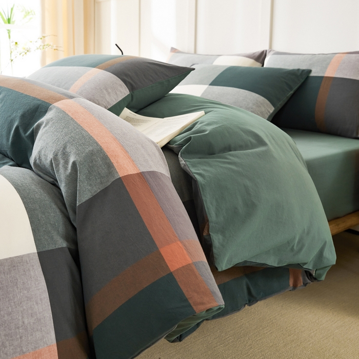 91家纺网 家纺一手货源 找家纺 凡客家居 2024新款全棉色织水洗棉被套学生宿舍 艾丽—红