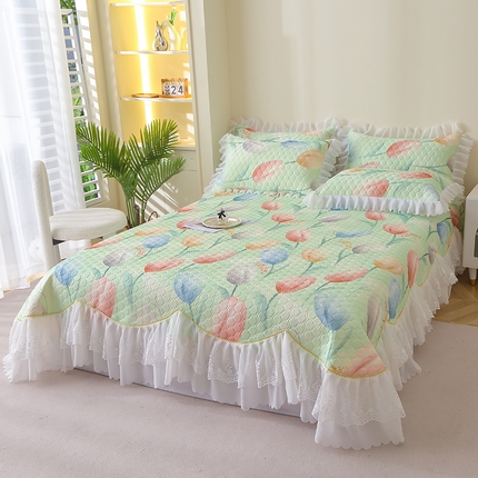 91家纺网 家纺一手货源 找家纺 （总）雪夫人 2024新款凉感丝床裙床单款凉席