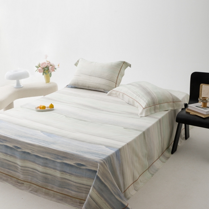 91家纺网 家纺一手货源 找家纺 2024 竹席冰丝竹纤维凉席空调席印花席子凉席三件套冰凉感软席子 大理蓝