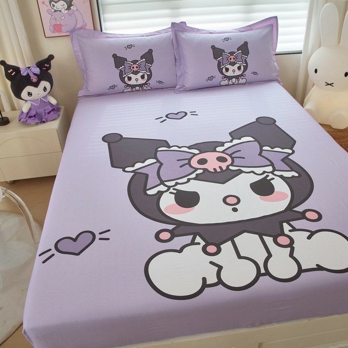 91家纺网 家纺一手货源 找家纺 蘭菲家纺 2024新款全棉大版三丽鸥卡通单床笠 乐巴库