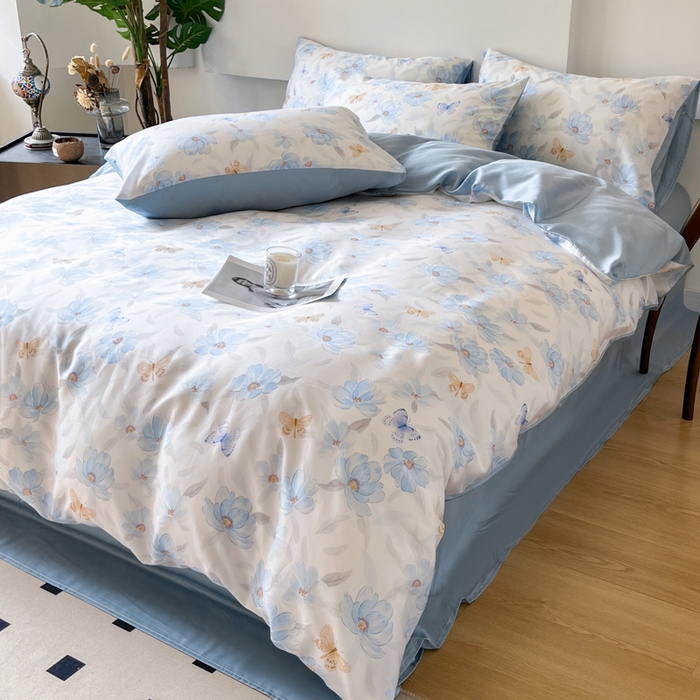 91家纺网 家纺一手货源 找家纺 千朵 2024新款莱赛尔天丝四件套 妙花兰