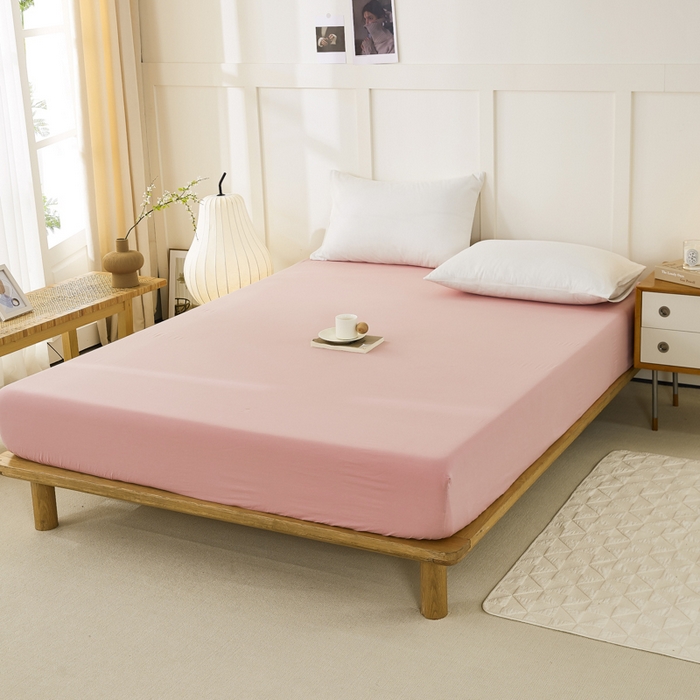 91家纺网 家纺一手货源 找家纺 凡客家居 2024新款全棉色织水洗棉单床笠 暖栀—红