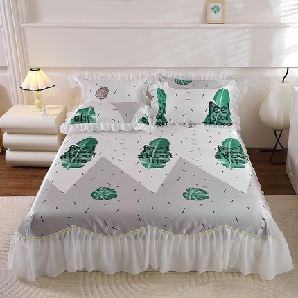 91家纺网 家纺一手货源 找家纺 （总）雪夫人 2024新款冰丝凉席床裙三件套 