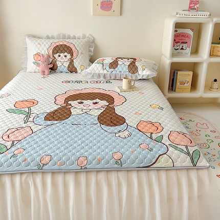 91家纺网 家纺一手货源 找家纺 （总）柒月家居 2024新款奶油风大版凉感丝床裙款乳胶席