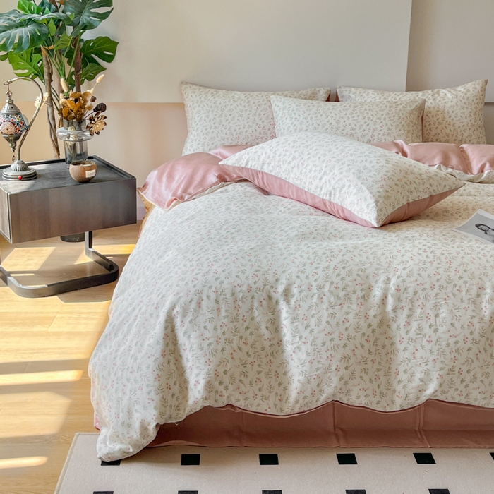 91家纺网 家纺一手货源 找家纺 千朵 2024新款莱赛尔天丝四件套 叶纷飞