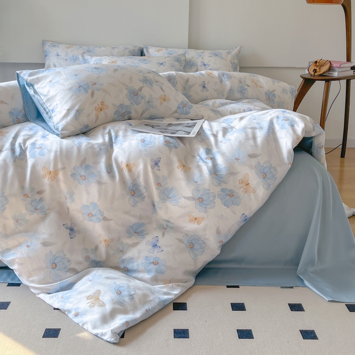 91家纺网 家纺一手货源 找家纺 千朵 2024新款莱赛尔天丝四件套 妙花兰