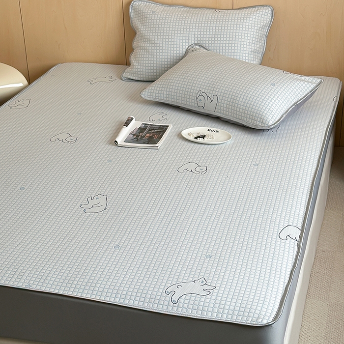 91家纺网 家纺一手货源 找家纺 顾里家纺 新款冰豆豆立体提花软席床笠款 北极熊蓝