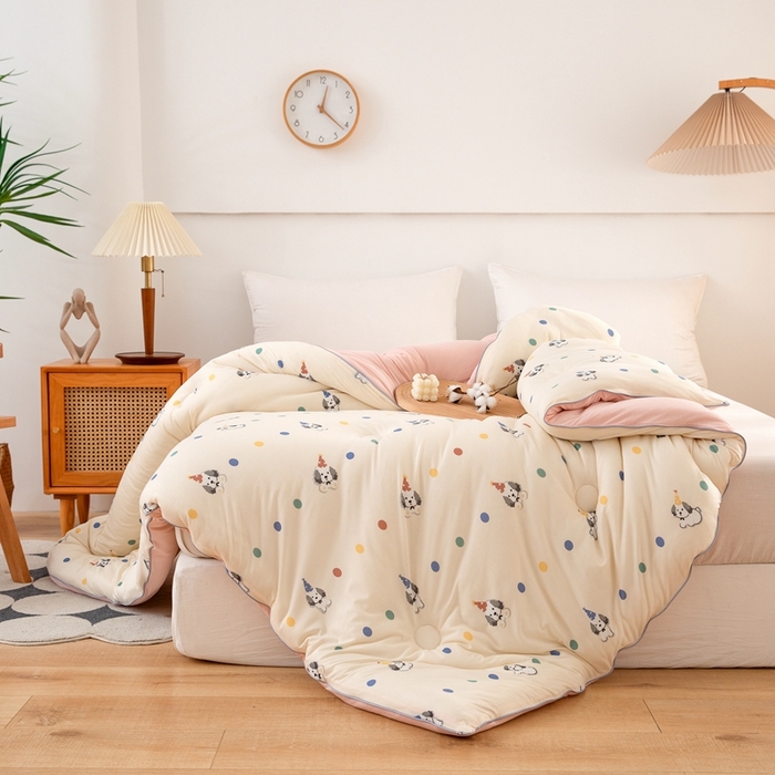 91家纺网 家纺一手货源 找家纺 啊雅家居 2025新款A类针织棉云柔大豆被抗菌被子被芯  小奶狗