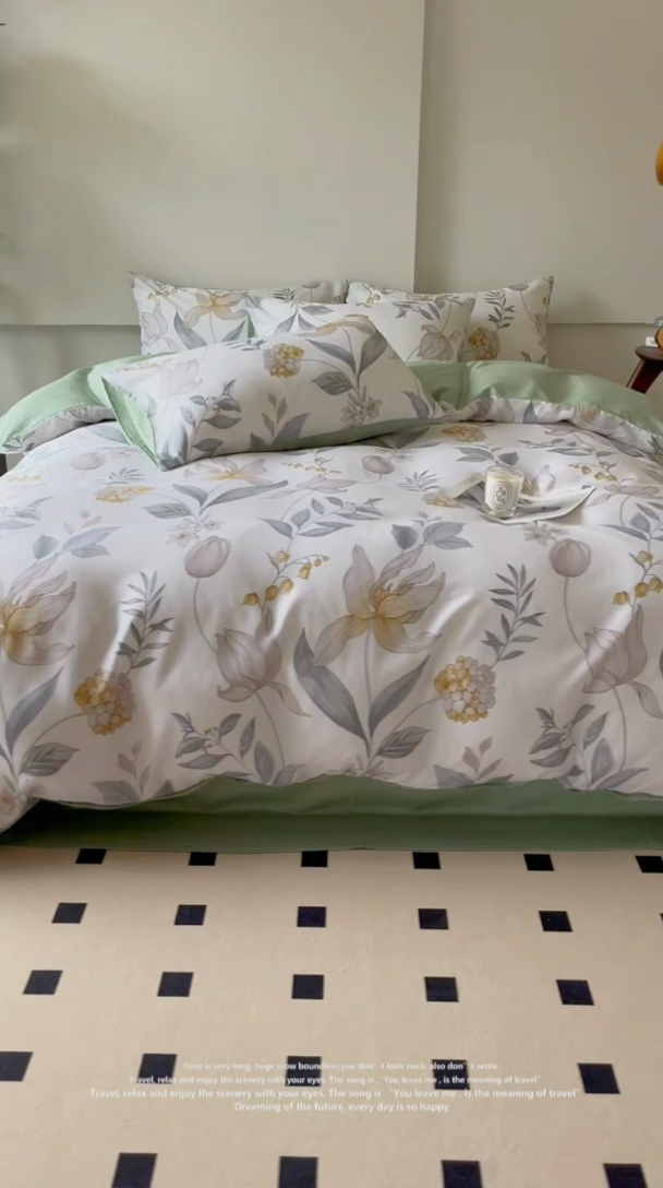 91家纺网 家纺一手货源 找家纺 千朵 2024新款莱赛尔天丝四件套 迷情