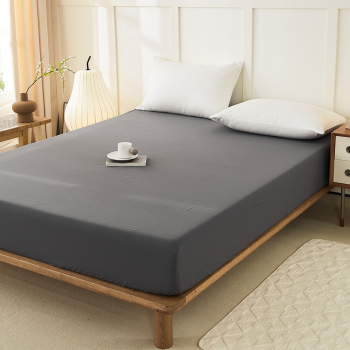 91家纺网 家纺一手货源 找家纺 凡客家居 2024新款全棉色织水洗棉单床笠 米亚—灰